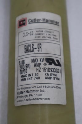 Cutler-Hammer CLS-12 5ACLS-9R Current Limiting Fuse 5.08 200(9R) Amp STOCK H892 - Image 2