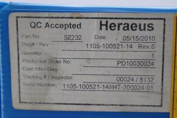 Heraeus Pedestal Fin Quartz 52232 1105-100521-14 Rev.0 New Open Box #2675 - Image 2