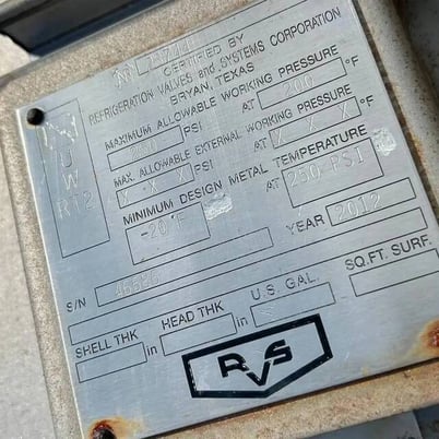 96" diameter x 96" L x 5015 gallon, RVS, Stainless Steel vertical ammonia receiver, R-717 refrigerant - Image 3