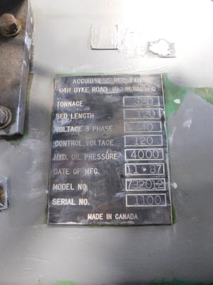 320 Ton, Accurpress #732012, Automec 2-Axis Control, 12' overall, 1987 - Image 6