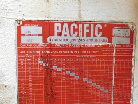 110 Ton, Pacific #J110-8, hydraulic press brake, 8' overall, Hurco 7 2-Axis CNC Control, 1972 - Image 6