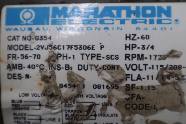 MARATHON ELECTRIC G354 GENERAL PURPOSE MOTOR STOCK #M-58 - Image 2