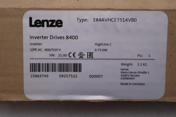 New lenze e84avhce7514vb0 inverter drive 8400 highline c series stock 5197 - Image 1