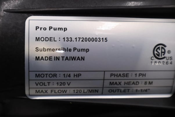 PRO PUMP Submersible Pump 1/4 HP 120 Volt 133.1720000315 STOCK H1184 - Image 2