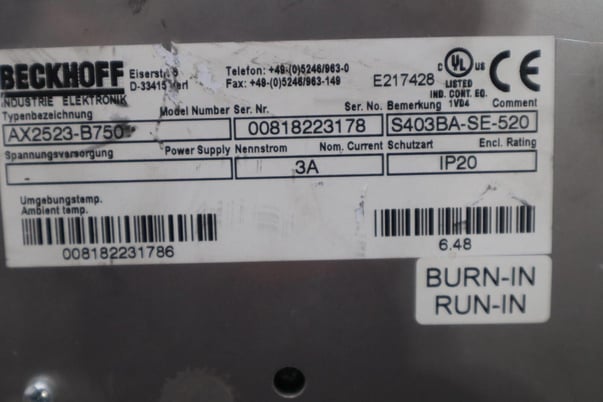 Beckhoff #AX2523-B750, Servo Drive STOCK 3430-D - Image 2