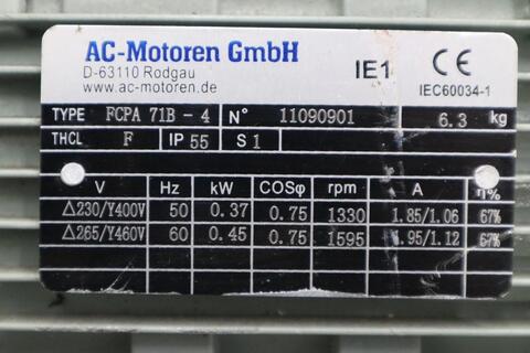 Fcpa718-4 motor pump 220-280/380-480vac 50/60hz 1.84a 1680rpm stock h991 - Image 2