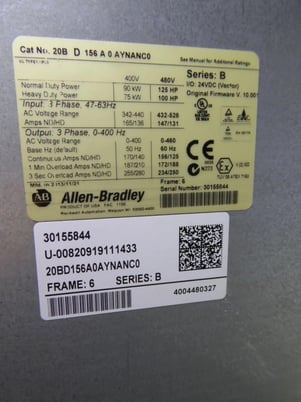 20BD156A0AYNANC0 / B Allen-Bradley Bradley 156 460V 125HP Powerflex 700 W/ CABINET #S611 - Image 5