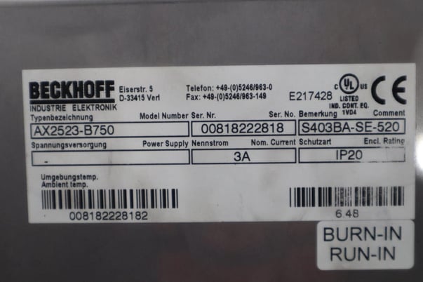 Beckhoff #AX2523-B750, Servo Drive STOCK 3427-D - Image 5