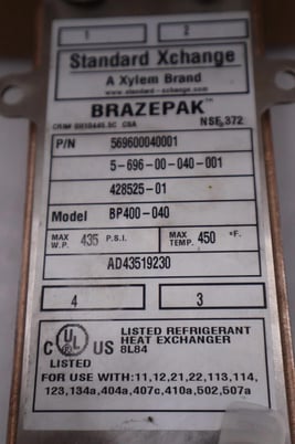 NEW IN BOX Xylem Brazepak BP 400-040/ 569600040001 Plate Heat Exchanger #H967 - Image 2