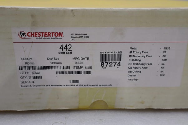 NEW Chesterton 442 Split Seal SEAL SIZE 100MM SHAFT SIZE 100 MM STOCK 1448B - Image 2