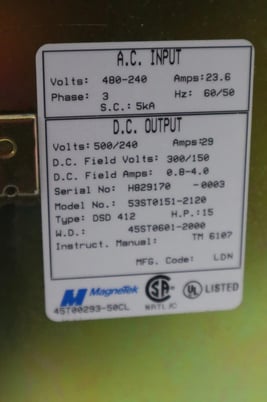 Magnetek 53st0151-2120 / 53st01512120 ac input stock 2097a - Image 2