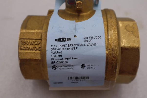 Dixon FBV200, 2" FNPT x 2" FNPT Full Port Brass Ball Valve, 600 WOG NEW #1218-A - Image 2