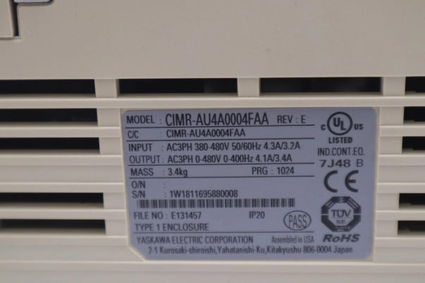 YASKAWA ELECTRIC CIMR-AU4A0004FAA / CIMRAU4A0004FAA REV E VFD DRIVE STOCK 4311 - Image 2