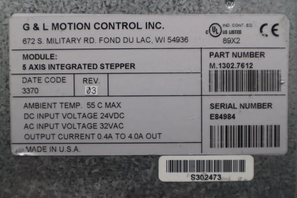 G & L MOTION CONTROL M.1302.7612 5-Axis Integrated Stepper 32Vac STOCK K-155-C - Image 2