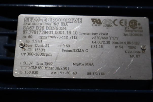 Sew eurodrive sa67 d26 drn90s4/ sa67d26drn90s4 gearmotor-surplus never used hs25 - Image 3