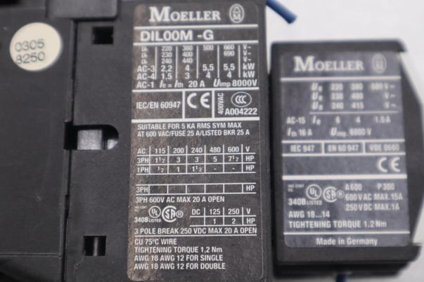 Moeller DIL00M-G CONTACTOR 20 AMP 3 POLE STOCK L-461C - Image 2