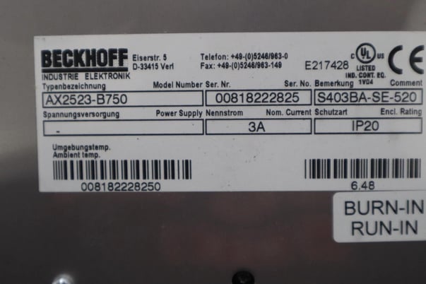 Beckhoff #AX2523-B750, Servo Drive STOCK 3428-D - Image 5