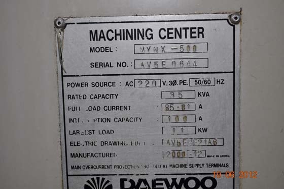 Daewoo Doosan #Mynx-500, 24 automatic tool changer, 40" X, 20" Y, 20" Z, 10000 RPM, Fanuc 18M, 2000 - Image 7