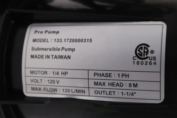 PRO PUMP Submersible Pump 1/4 HP 120 Volt 133.1720000315 STOCK H920 - Image 2