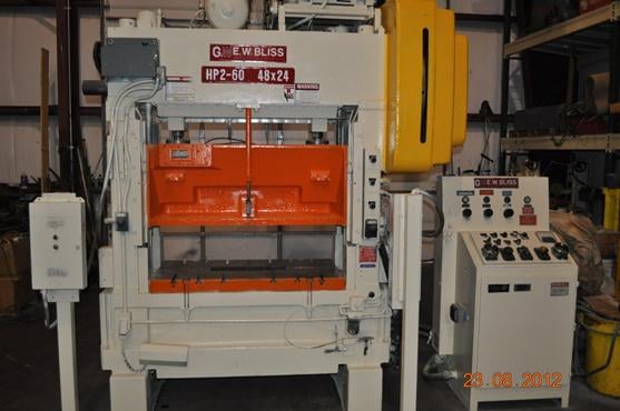 60 Ton, Bliss #HP2-60, straight side double crank press, 3" stroke, 15.5" Shut Height, 48" x 24" bed, 180 SPM - Image 1