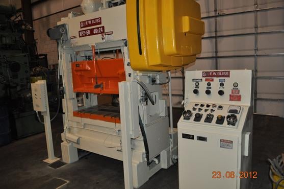 60 Ton, Bliss #HP2-60, straight side double crank press, 3" stroke, 15.5" Shut Height, 48" x 24" bed, 180 SPM - Image 3