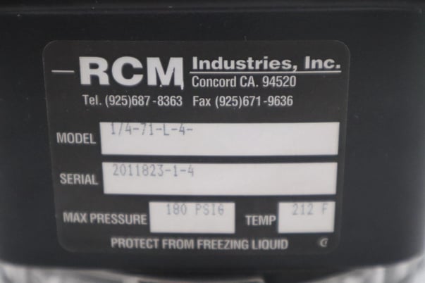 New rcm 1/4-71-l-4 industries flowmeter max pressure 180 psig temp 212f #5683a - Image 2