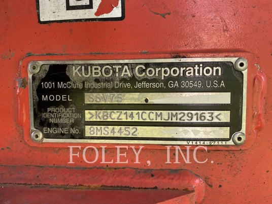 Kubota Corporation SSV75, Skid Steer Loader, 3138 hours, S/N: MJM29163, 2021 - Image 6