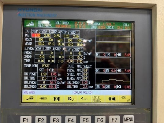 1150 Ton, 186 oz., Hyundai #EDIS-1150DL, Hybrid injection molding machine, 110mm screw, 2014 (5 available) - Image 6