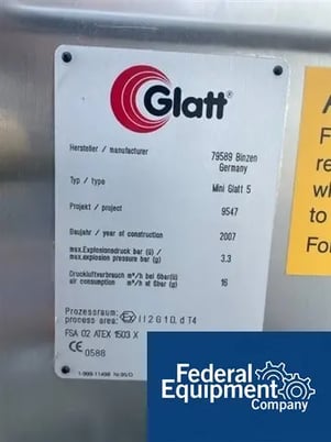 Glatt #Mini-Glatt-5, Fluid Bed Granulator, attachment parts & heavy duty transformer - Image 2