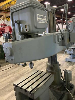 3' -9" Cincinnati Bickford, column radial drill, box drill table, power elevation, coolant, 3 HP - Image 3