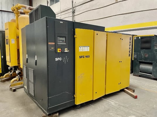 145 psig, Kaeser #SFC160 145, rotary screw air compressor, 220 HP, 2006, obo - Image 1