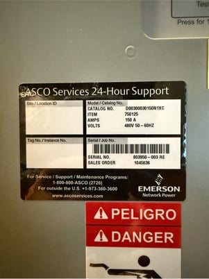 150 Amp. ASCO D00300030150N1XC, automatic transfer switch, 480 Volts - Image 2
