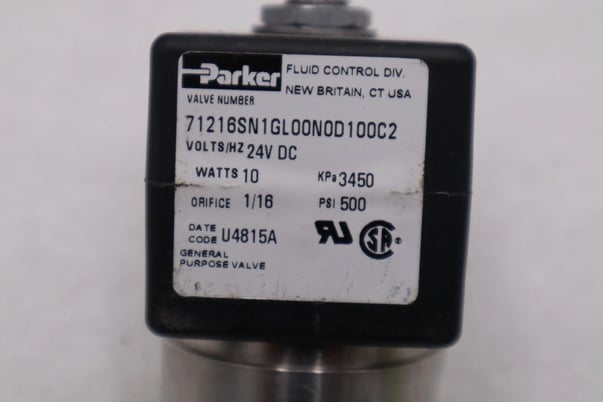 Parker 71216sn1gl00n0d100c2 24vdc psi 500 1/16 10watts stock h1329a - Image 3