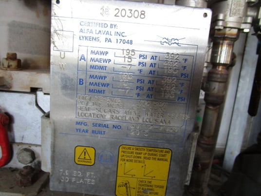 7.9 sq.ft., Alfa Laval #CP15-H-30, Stainless Steel Plate/block Heat Exchanger, Carbon Steel Frame, 3-Pass - Image 3