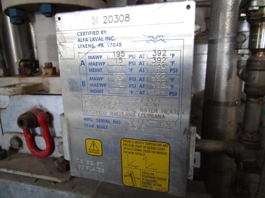 7.9 sq.ft., Alfa Laval #CP15-H-30, Stainless Steel Plate/block Heat Exchanger, Carbon Steel Frame, 3-Pass - Image 5