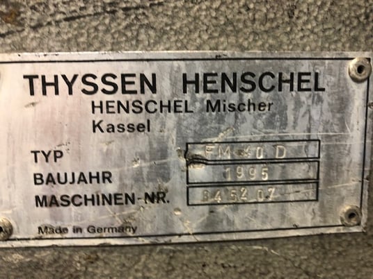 40 liter Henschel #FM40D, High Intensity Mixer, Deflector Blade, 4.8/8kW Motor, 2 Speed, 380 V, 1995 - Image 2