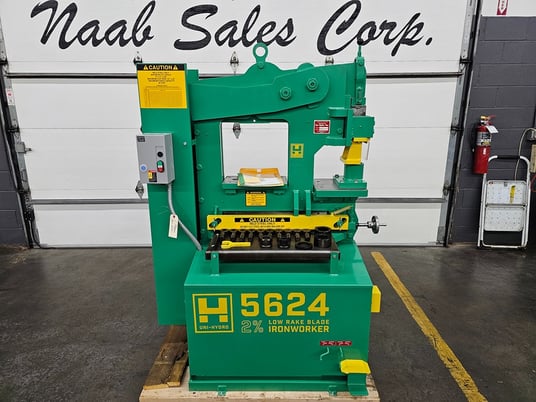 Uni-Hydro #5624, ironworker, 56 ton, 9" throat, manual punch aligner, built for forklift handling - Image 3