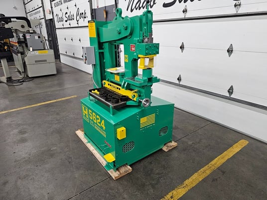 Uni-Hydro #5624, ironworker, 56 ton, 9" throat, manual punch aligner, built for forklift handling - Image 4