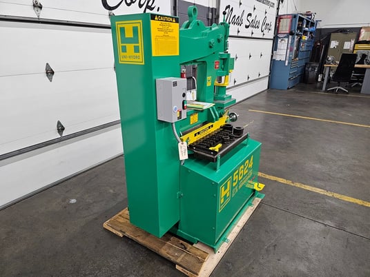 Uni-Hydro #5624, ironworker, 56 ton, 9" throat, manual punch aligner, built for forklift handling - Image 5