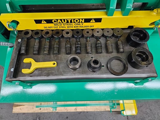 Uni-Hydro #5624, ironworker, 56 ton, 9" throat, manual punch aligner, built for forklift handling - Image 6