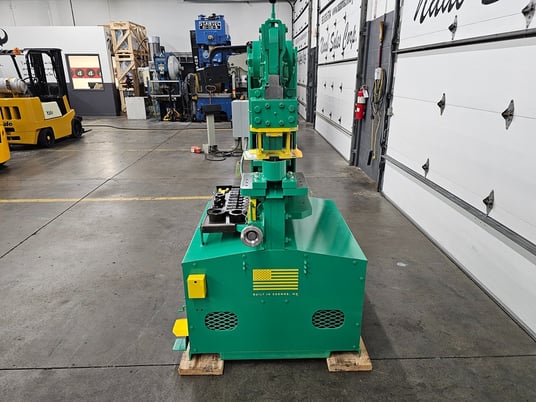 Uni-Hydro #5624, ironworker, 56 ton, 9" throat, manual punch aligner, built for forklift handling - Image 9