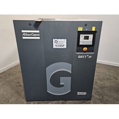 67 cfm, 129 psi, Atlas Copco #GA11+FF, rotary screw air compressor, 15 HP, Elektronikon Touch controller - Image 2