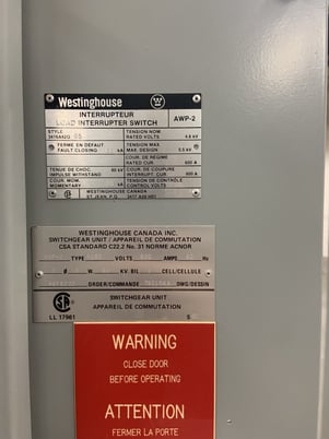 Westinghouse, fused AWP-2 load interrupter, 5kV 600A 61kA Fault Closing 80kA Momentary 60kV BIL (3 Available) - Image 6