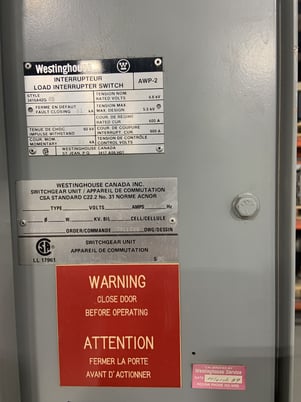 Westinghouse, fused AWP-2 load interrupter, 5kV 600A 61kA Fault Closing 80kA Momentary 60kV BIL (3 Available) - Image 7