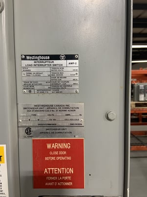 Westinghouse, fused AWP-2 load interrupter, 5kV 600A 61kA Fault Closing 80kA Momentary 60kV BIL (3 Available) - Image 8