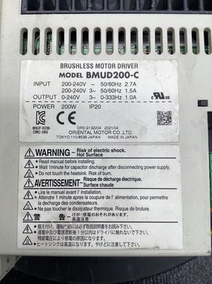 Oriental motor bmud200-c motor governor controller 200w 90vdc used - Image 6