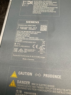 Siemens #6sl3210-5he11-5uf0 sinamics s210 servo drive 1.5kw used - Image 4