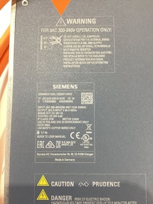 Siemens #6SL3210-5HE13-5UF0 Servo Drive USED - Image 2