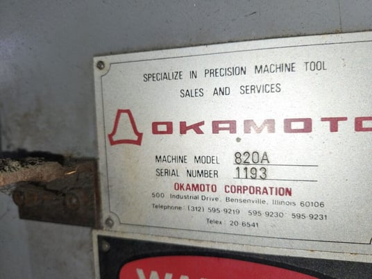 8" x 20" Okamoto #820A, surface grinder, magnetic chuck, 2 HP - Image 8