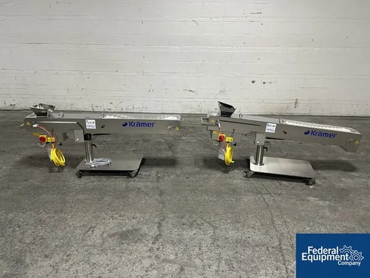 Kramer #KB7020, Tablet Deduster Conveyors, LOT of 2, adjustable incline & speed, 35mm tablets, 2014 - Image 1